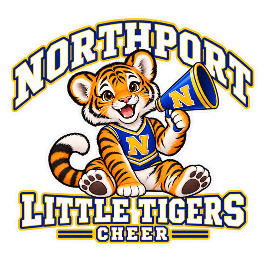 Northport Little Tigers Cheer Die-Cut Sticker — Blue & Gold