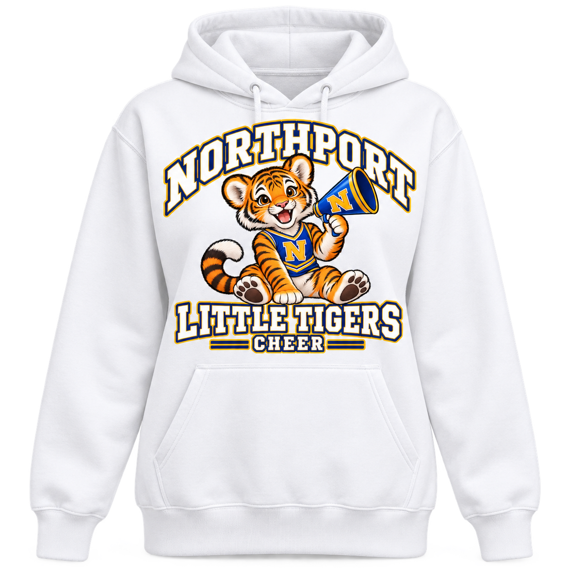 Northport Little Tigers Cheer Women’s Pullover Hoodie — White
