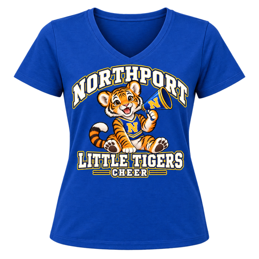 Northport Little Tigers Cheer Women’s V-Neck T-Shirt — Royal