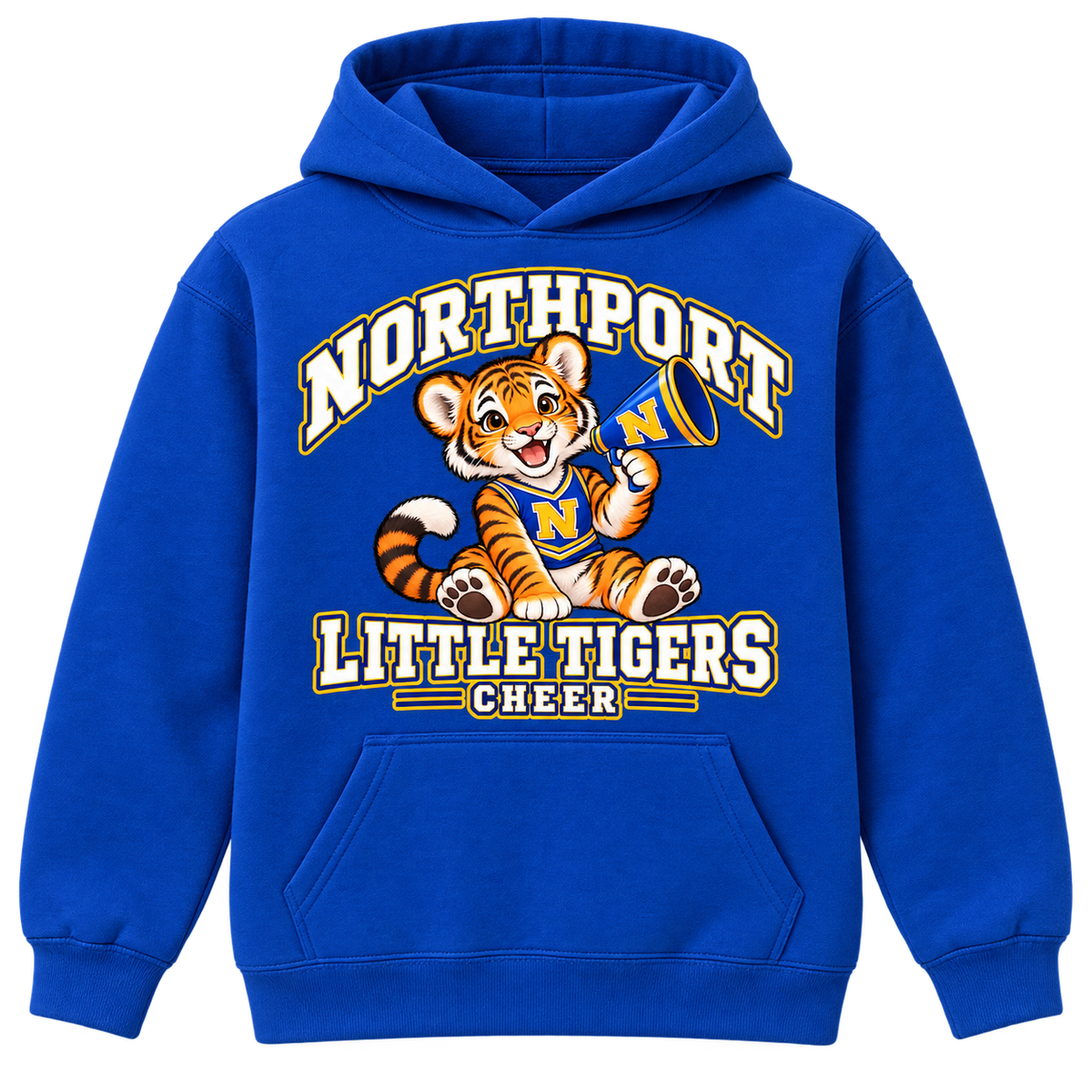 Northport Little Tigers Cheer Youth Pullover Hoodie — Royal