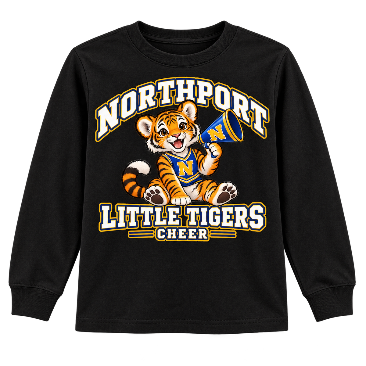 Northport Little Tigers Cheer Youth Long Sleeve — Black