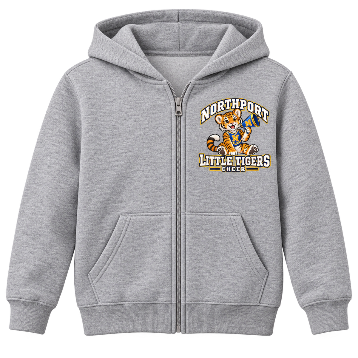 Northport Little Tigers Cheer Youth Full-Zip Hoodie — Heather Gray