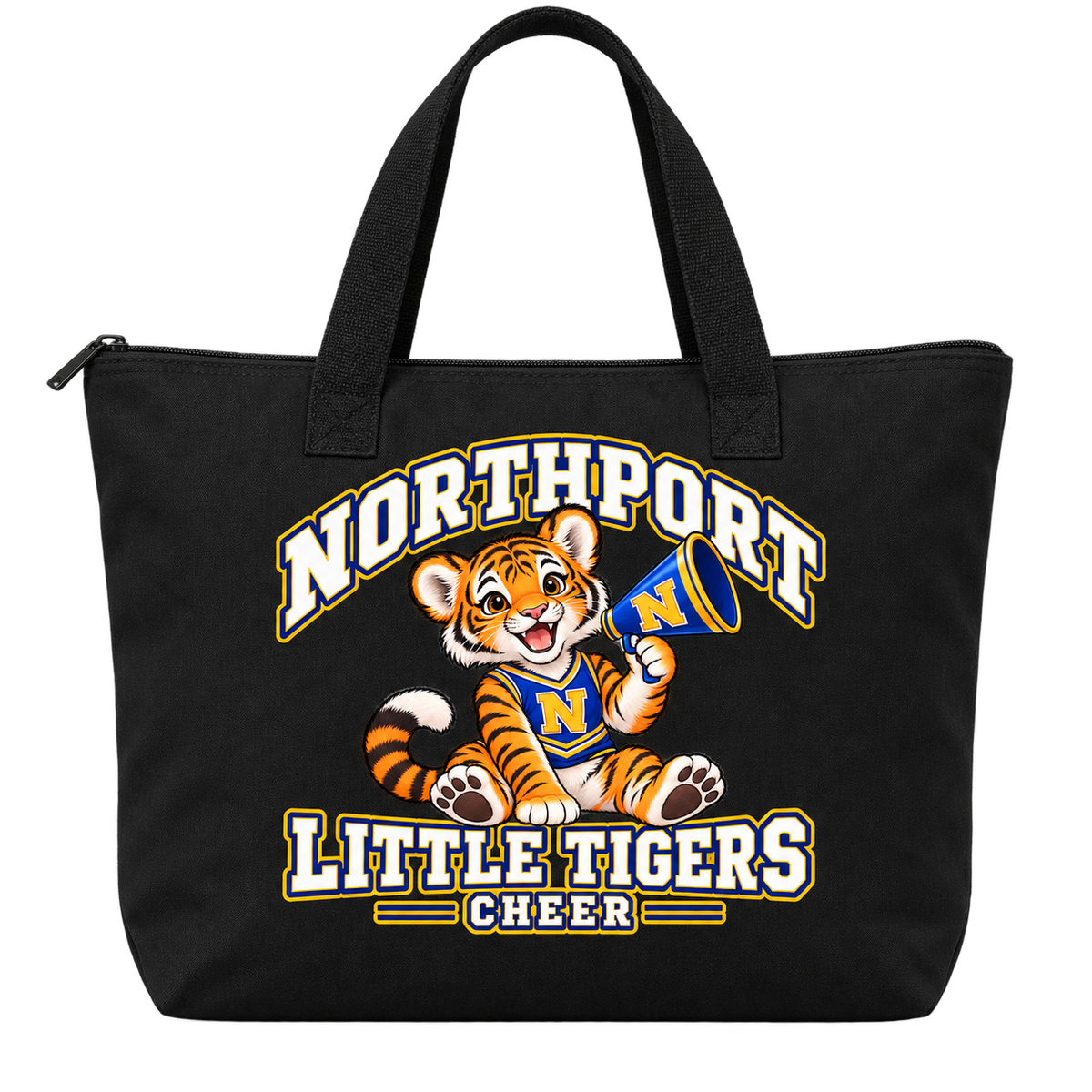 Northport Little Tigers Cheer Zippered Tote — Black