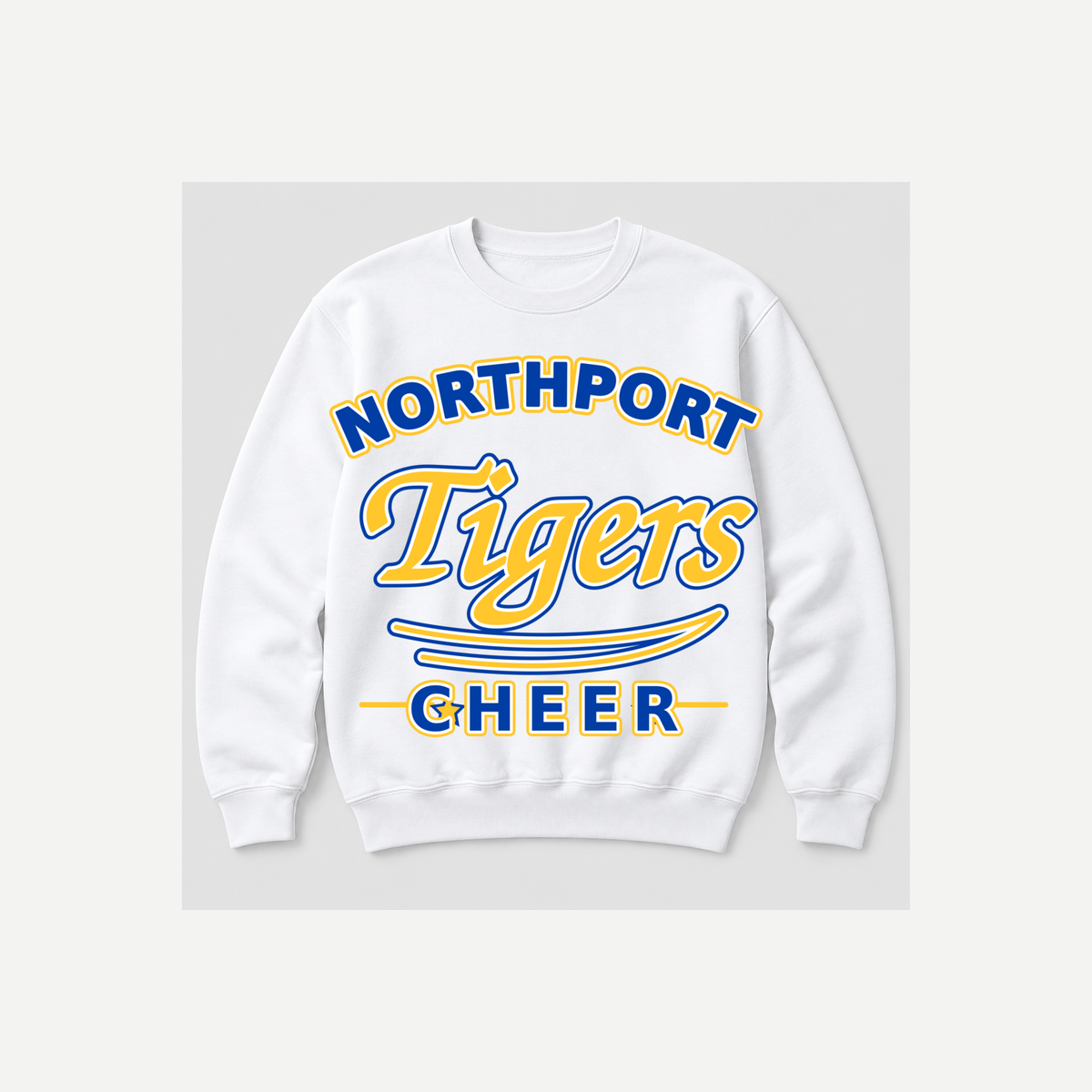 Northport Tigers Cheer varsity script adult crewneck in White