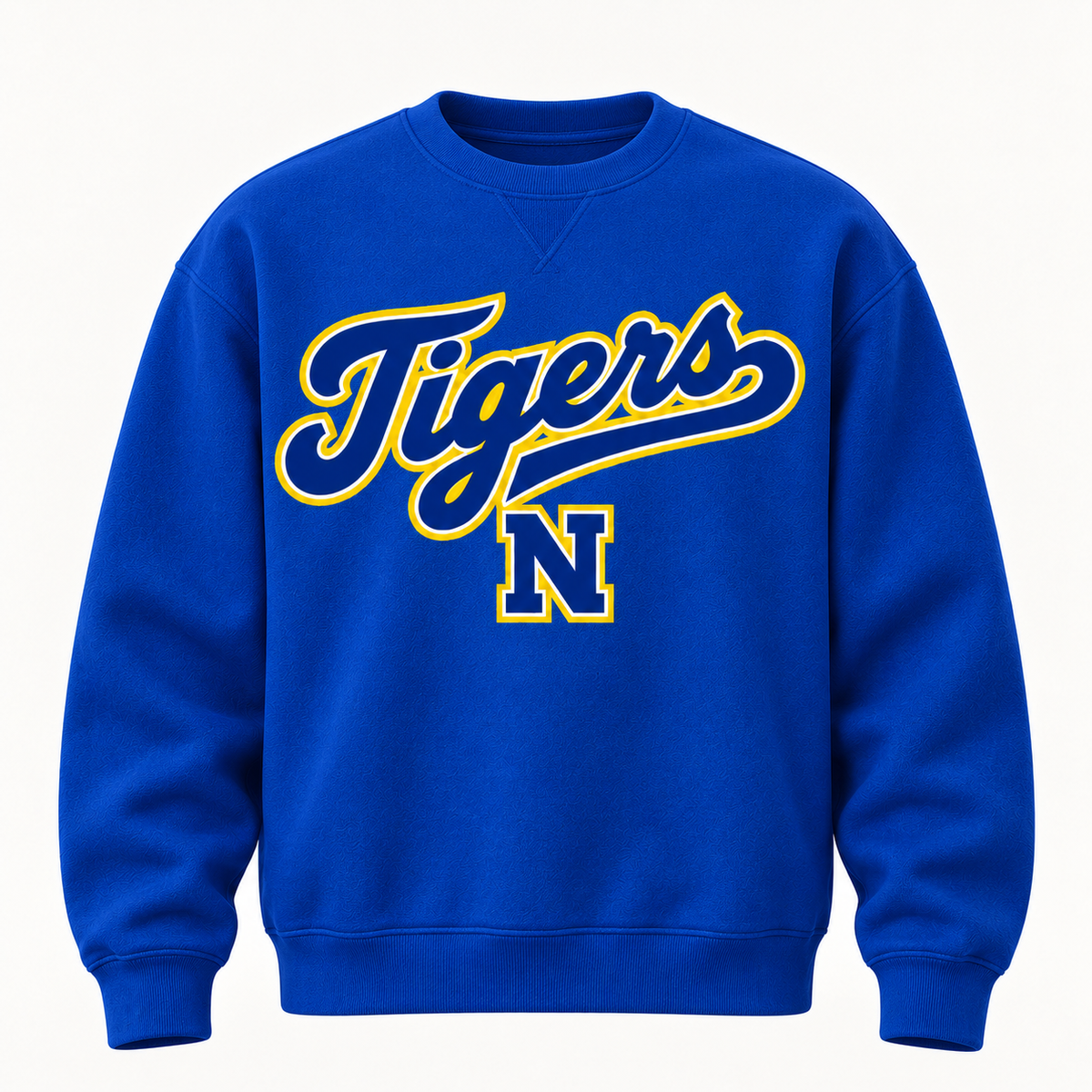 Northport Tigers Youth Script Heritage royal blue crewneck