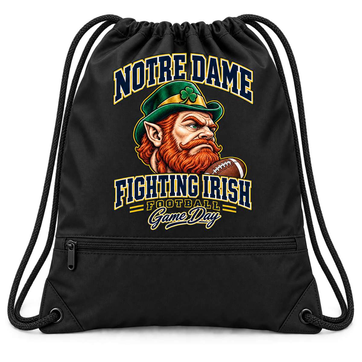 Notre Dame Mascot Zip-Pocket Drawstring Bag — product thumbnail