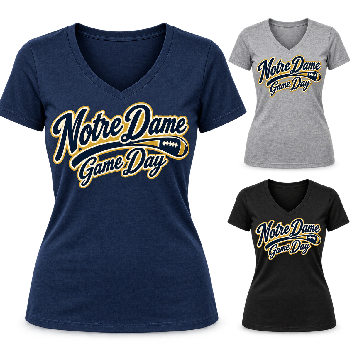 Notre Dame Women's Game Day Script V-Neck T-Shirt — product thumbnail