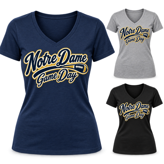 Notre Dame Women's Game Day Script V-Neck T-Shirt — product thumbnail