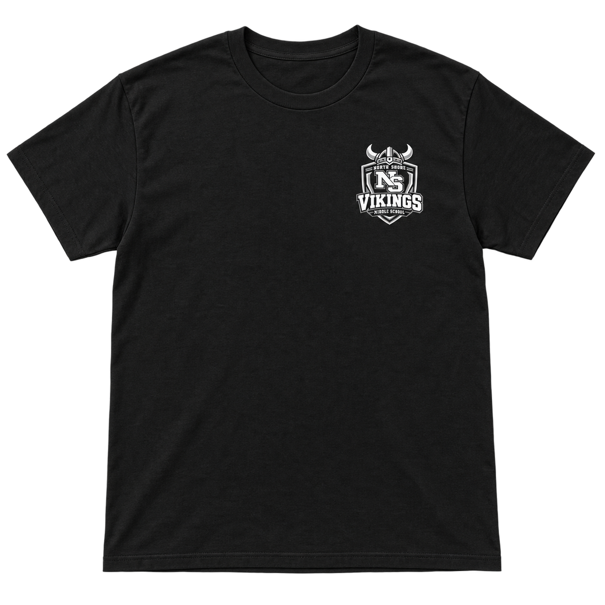 Black North Shore Middle School — Power Type Front & Back Tee, adult fit front digital mockup