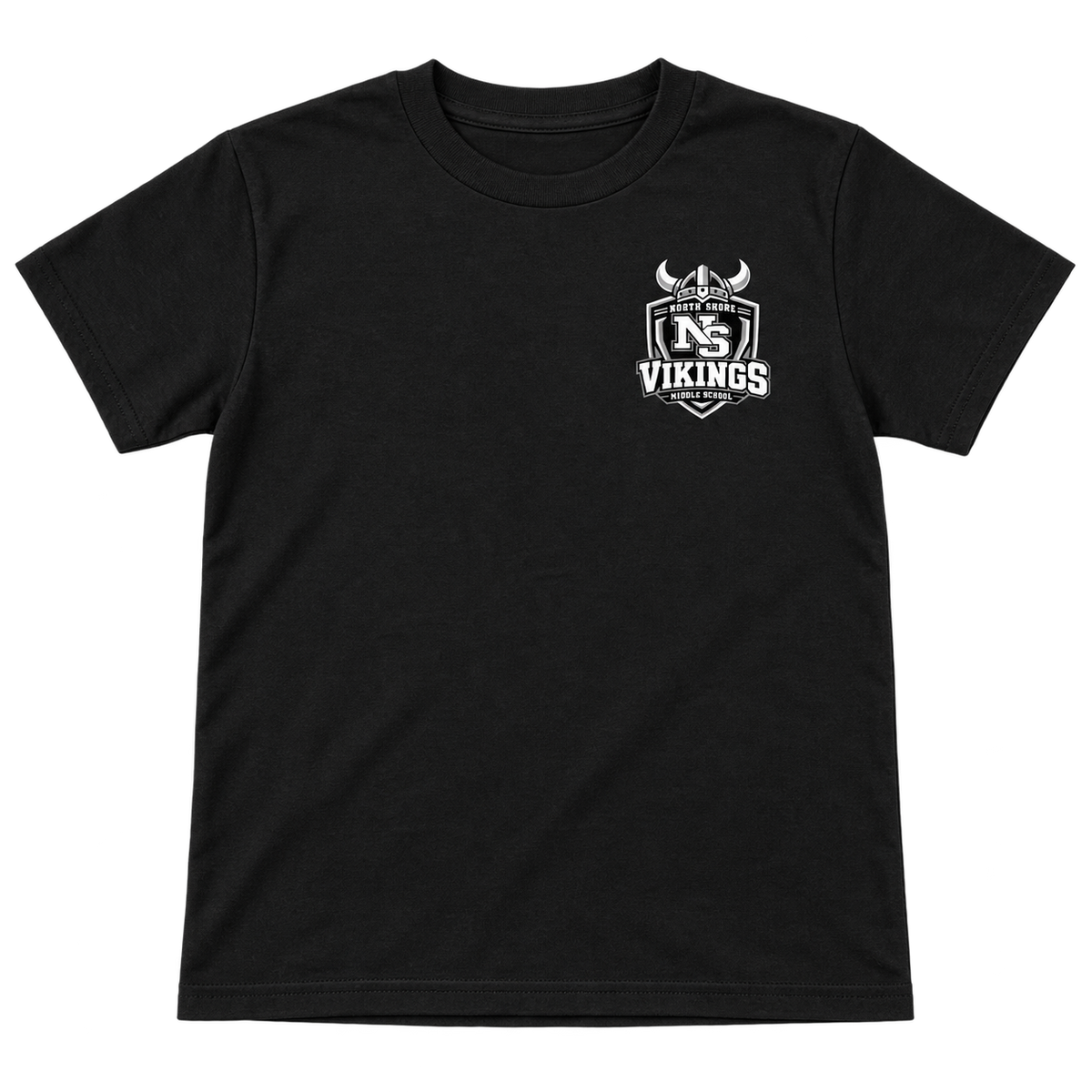 Black North Shore Middle School — Power Type Front & Back Tee, youth fit front digital mockup