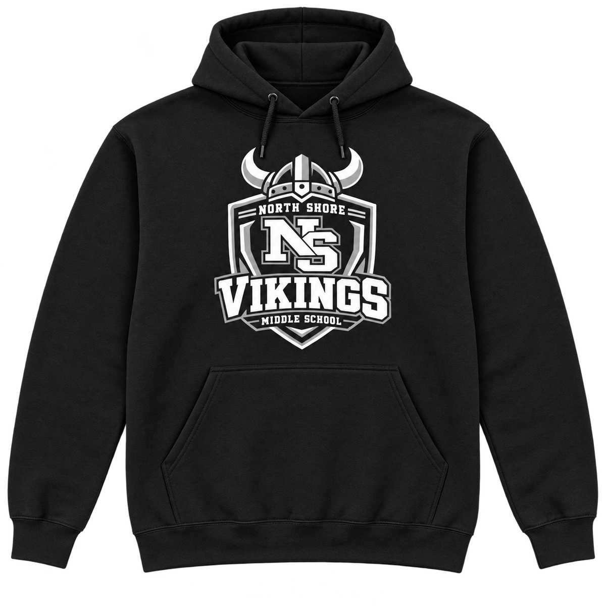 Black North Shore Middle School — Helmet Shield Pullover, adult fit front digital mockup