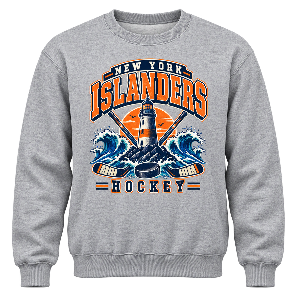 New York Islanders Coastal Retro Unisex Crewneck Sweatshirt in Sport Gray, front view