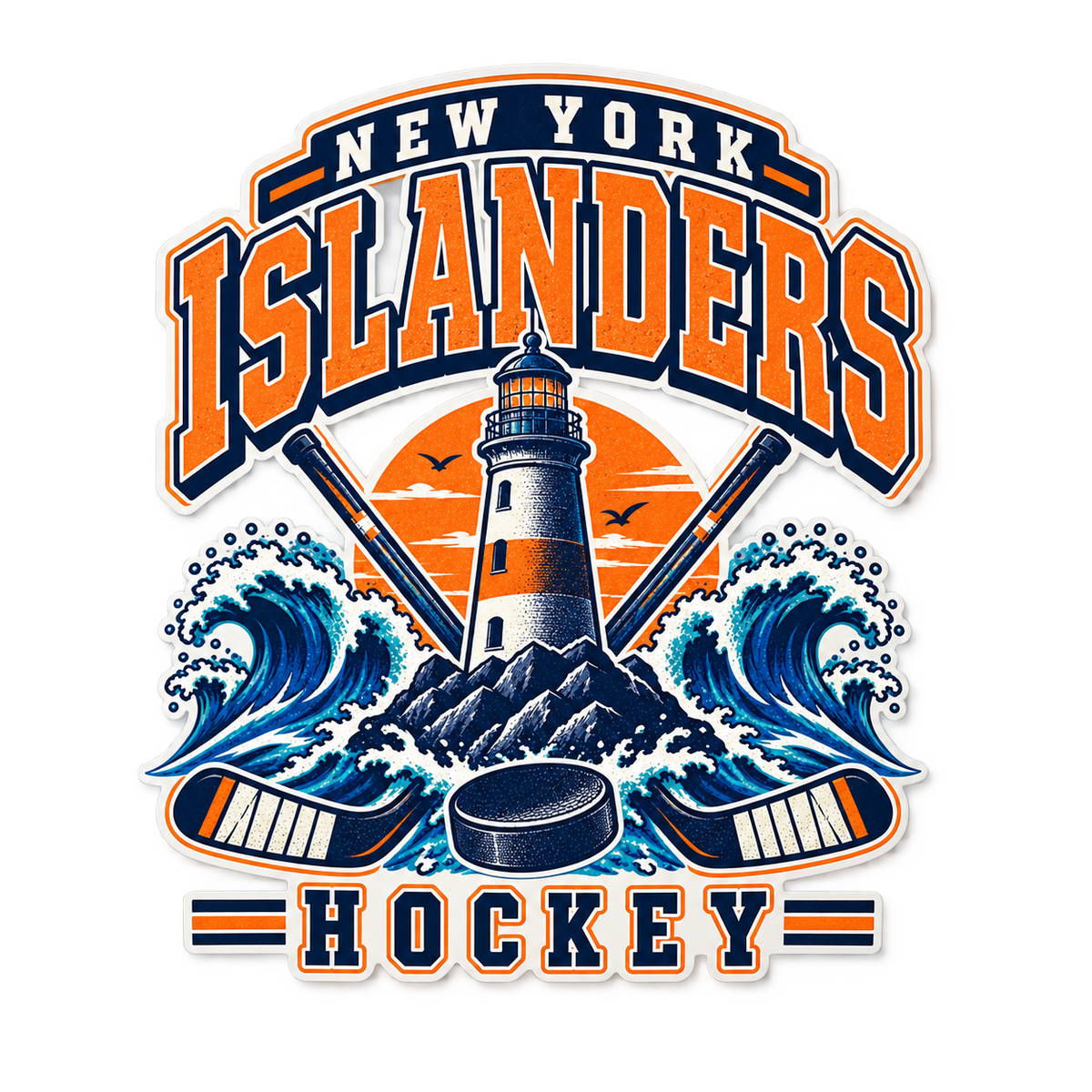 New York Islanders Coastal Retro Wall Decal in Full Color, front view