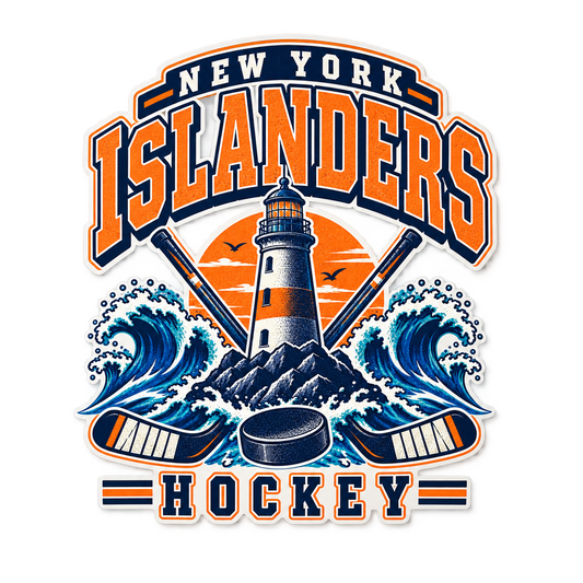 New York Islanders Coastal Retro Wall Decal in Full Color, front view