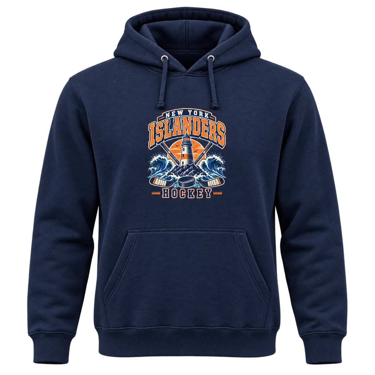 New York Islanders Coastal Retro Unisex Pullover Hoodie in Navy, front view