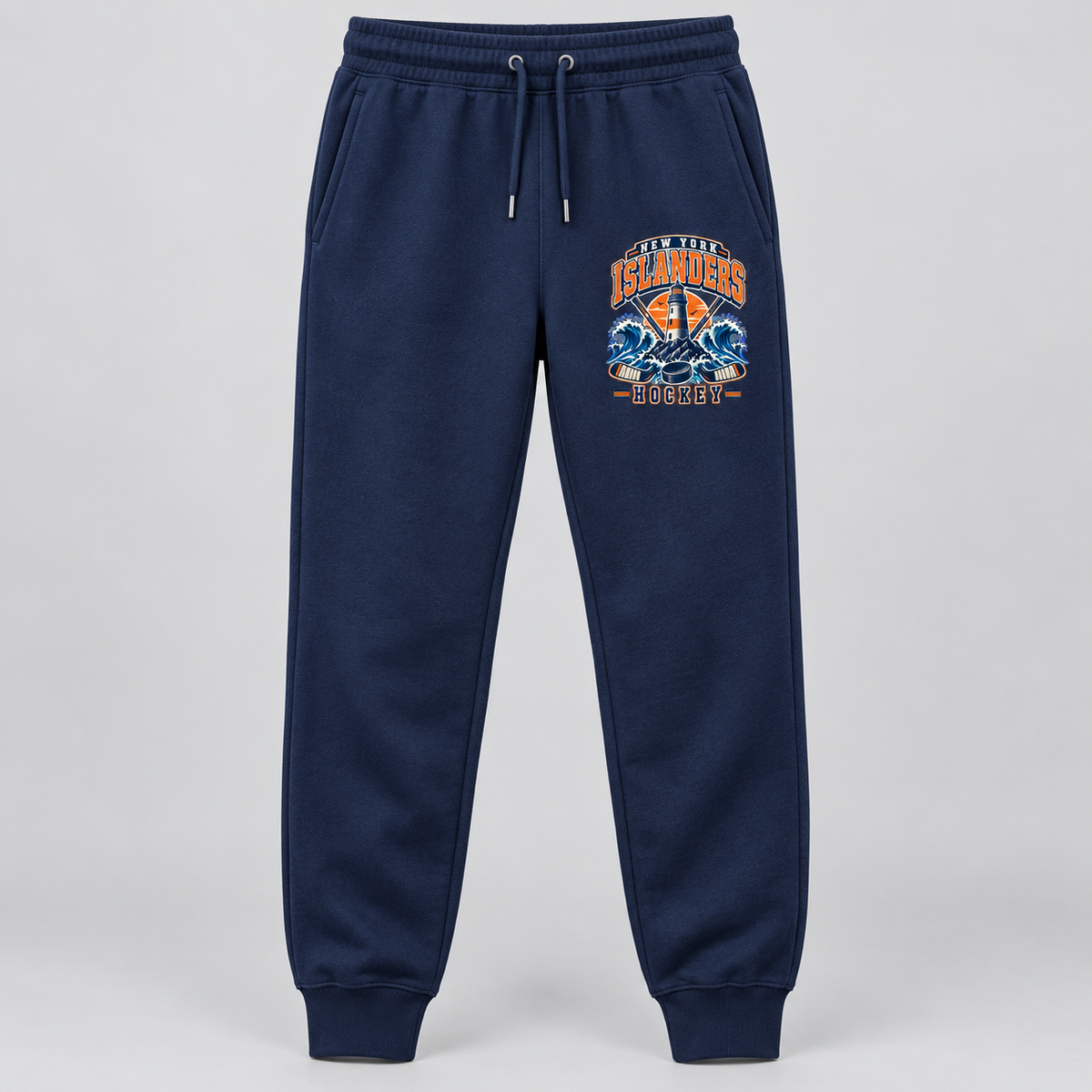 New York Islanders Coastal Retro Unisex Fleece Joggers in Navy, front view