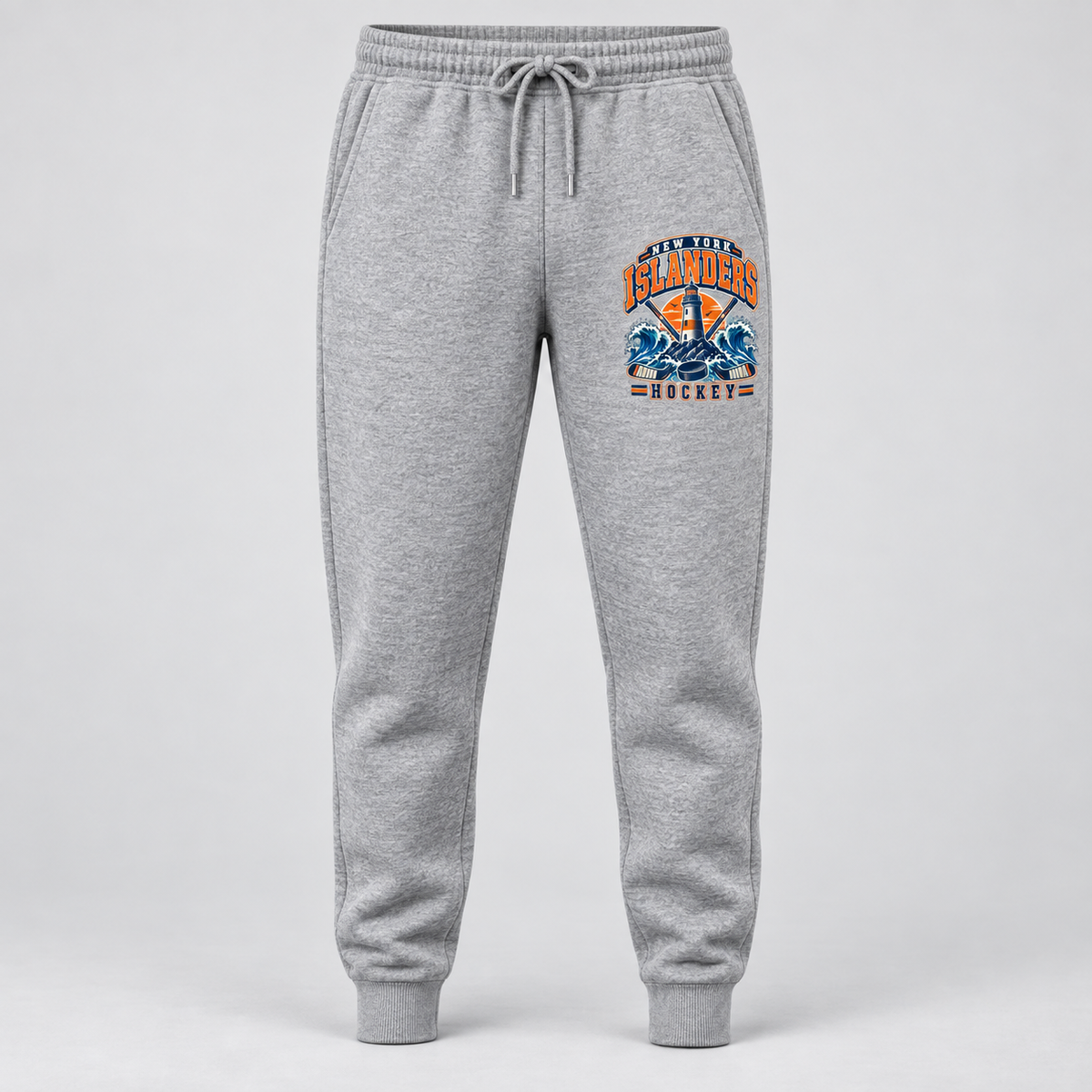 New York Islanders Coastal Retro Unisex Fleece Joggers in Sport Gray, front view