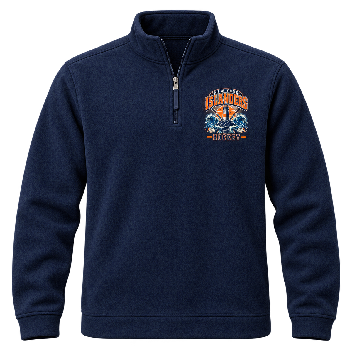 New York Islanders Coastal Retro Unisex Quarter-Zip Pullover in Navy, front view