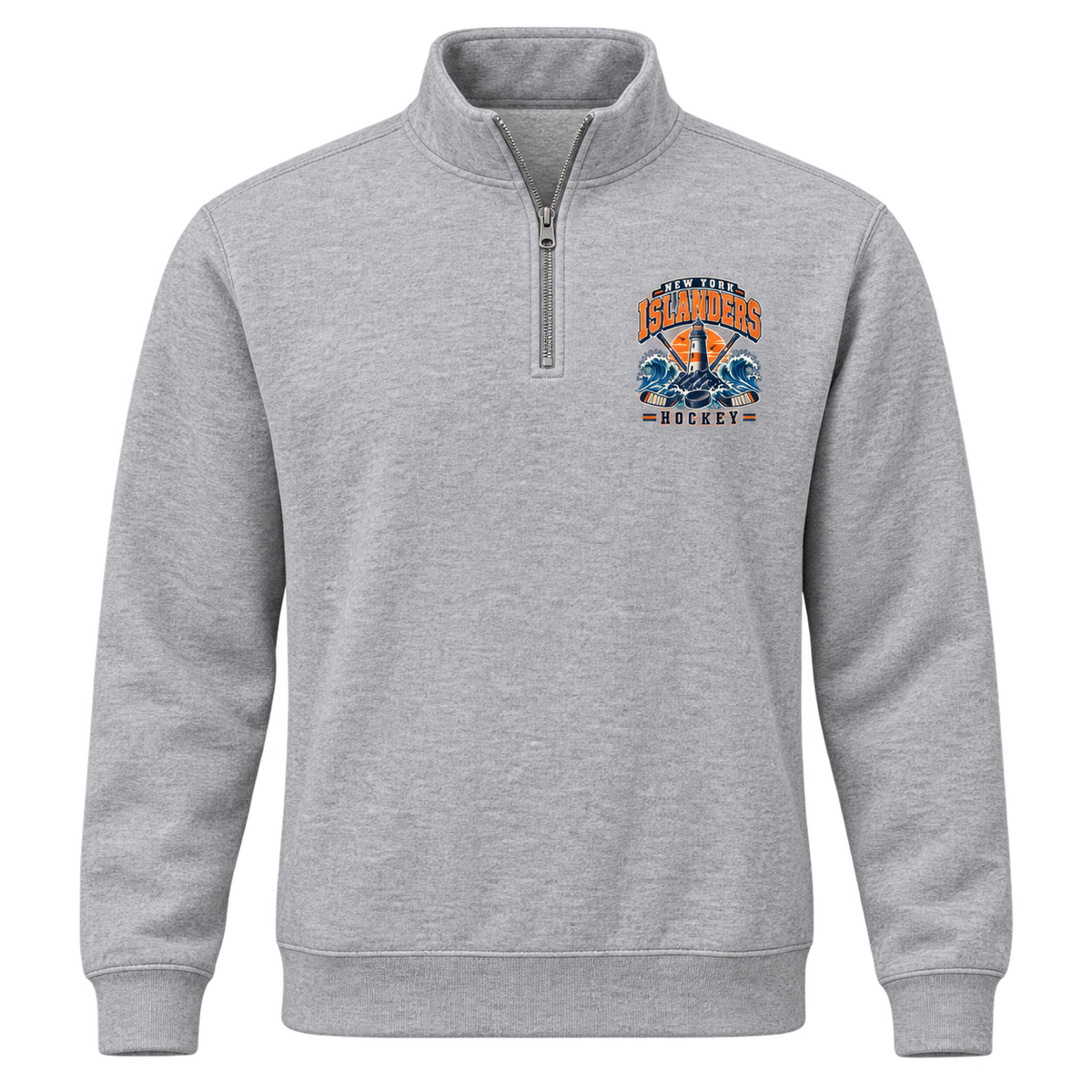 New York Islanders Coastal Retro Unisex Quarter-Zip Pullover in Sport Gray, front view