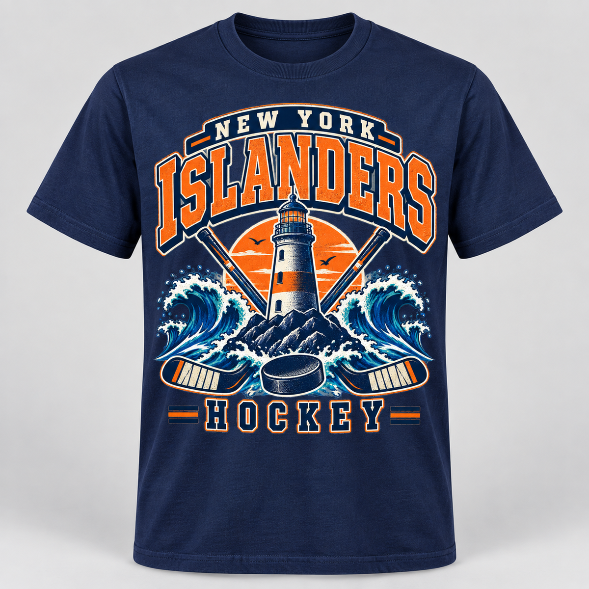 New York Islanders Coastal Retro Unisex T-Shirt in Navy, front view
