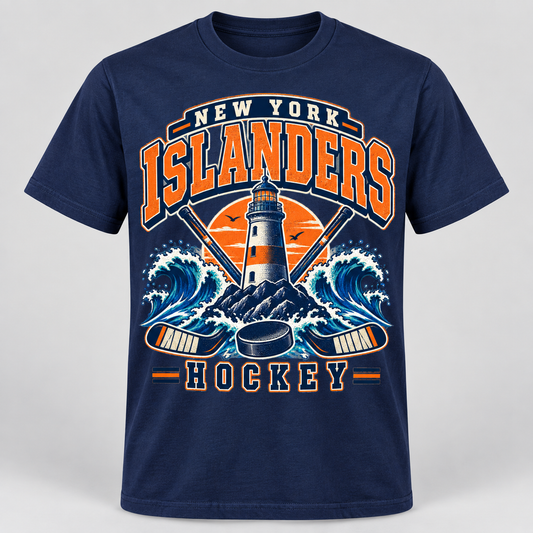 New York Islanders Coastal Retro Unisex T-Shirt in Navy, front view