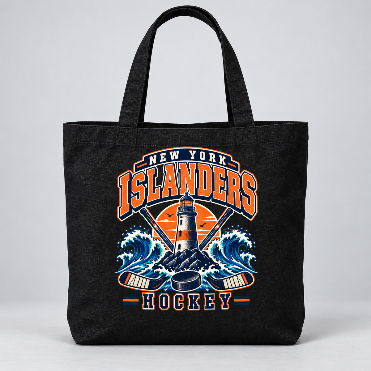 New York Islanders Coastal Retro Everyday Tote Bag in Black, front view