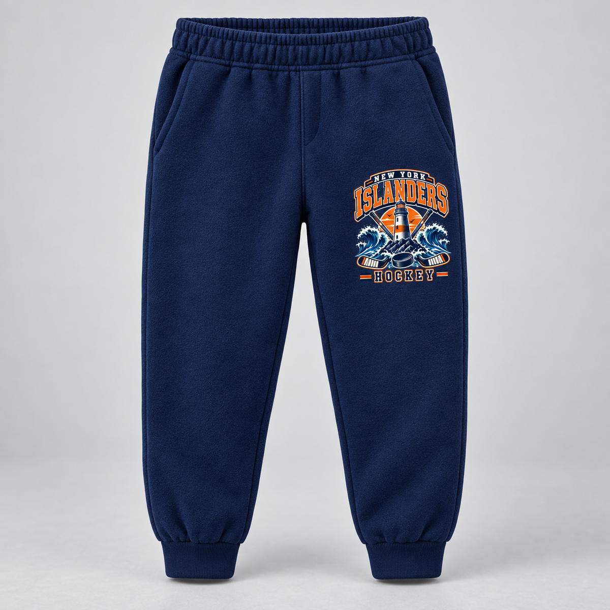New York Islanders Coastal Retro Youth Fleece Joggers in Navy, front view