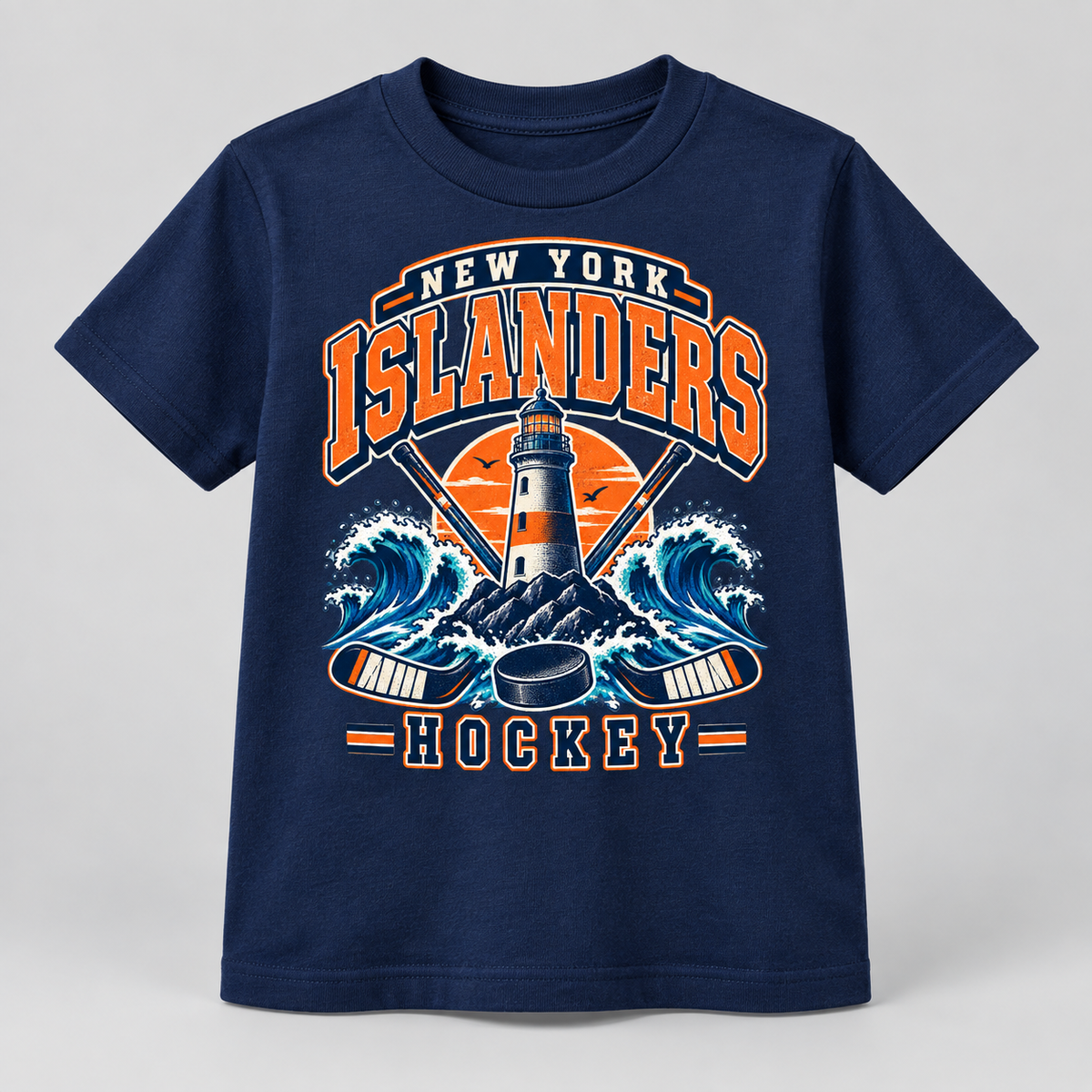 New York Islanders Coastal Retro Youth T-Shirt in Navy, front view