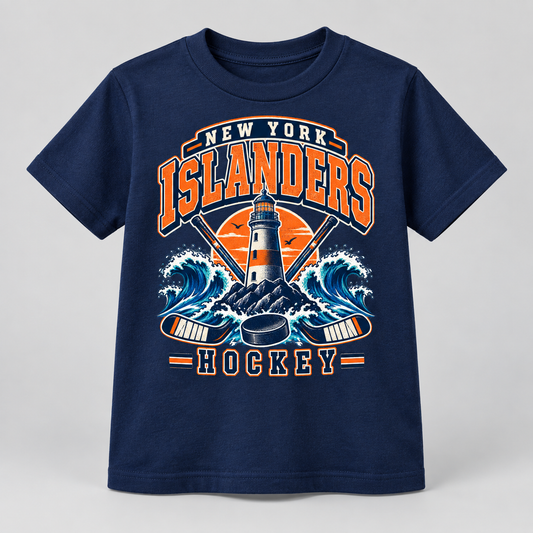 New York Islanders Coastal Retro Youth T-Shirt in Navy, front view