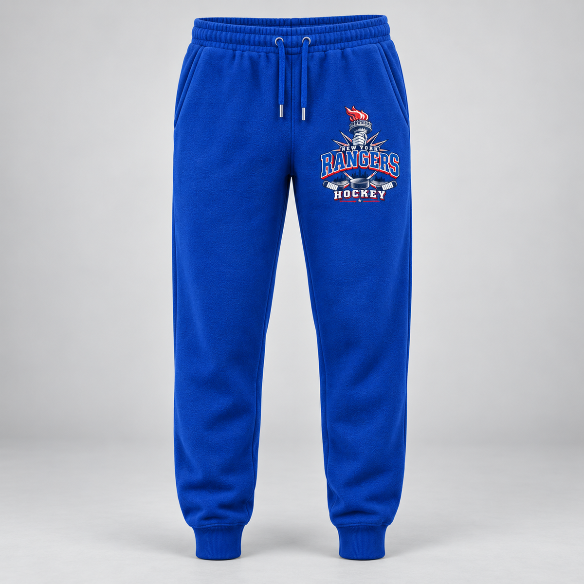 New York Rangers Torch Retro Unisex Fleece Joggers in Royal Blue, front view