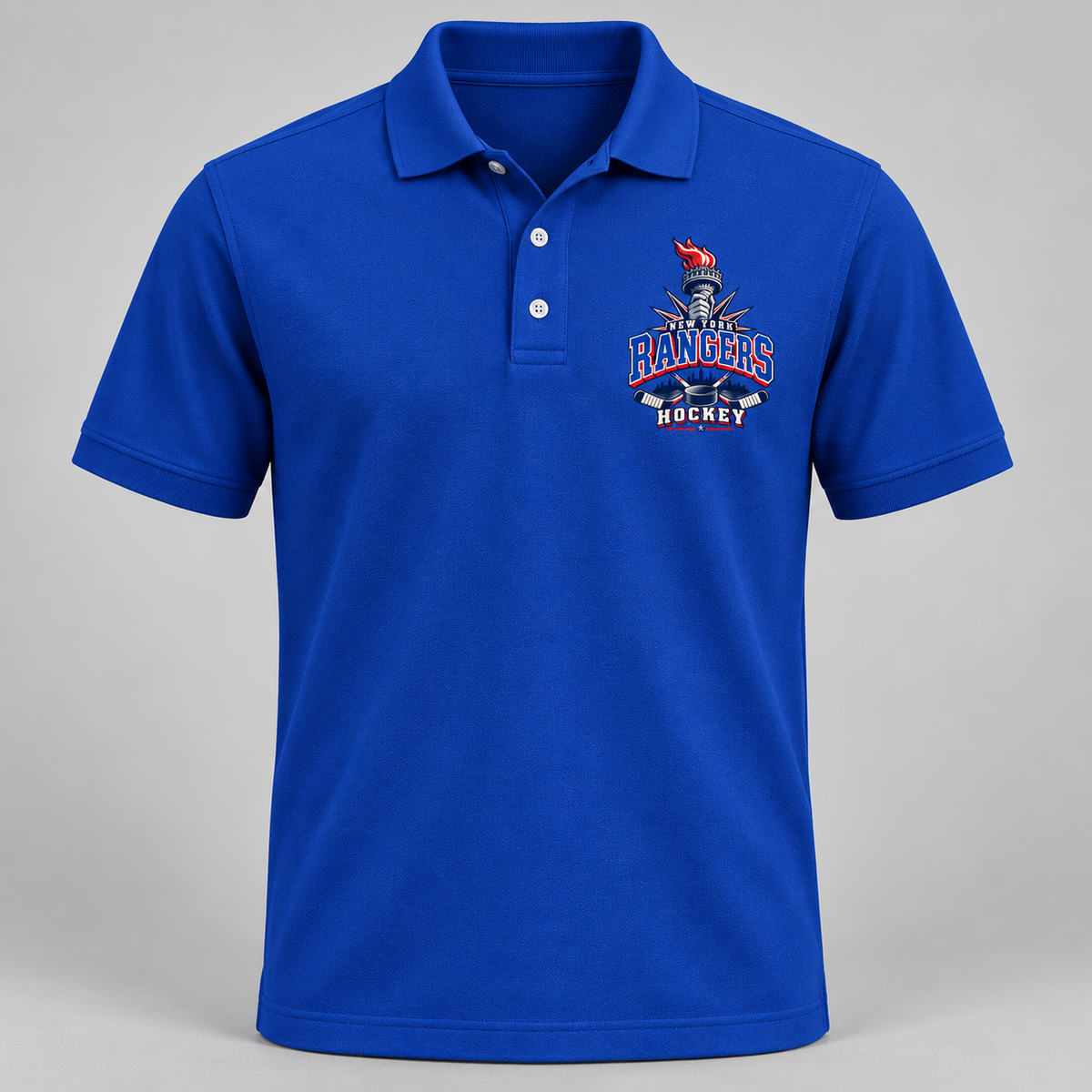 New York Rangers Torch Retro Unisex Pique Polo in Royal Blue, front view