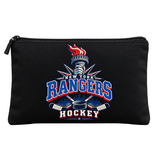New York Rangers Torch Retro Zippered Pouch in Black, front view