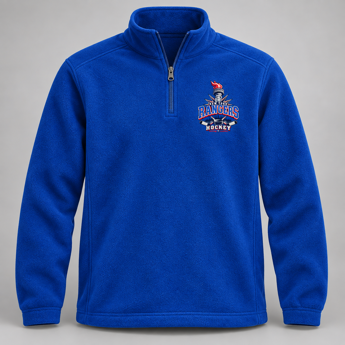 New York Rangers Torch Retro Unisex Quarter-Zip Pullover in Royal Blue, front view