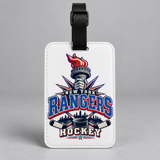New York Rangers Torch Retro Bag and Luggage Tag in White, front view