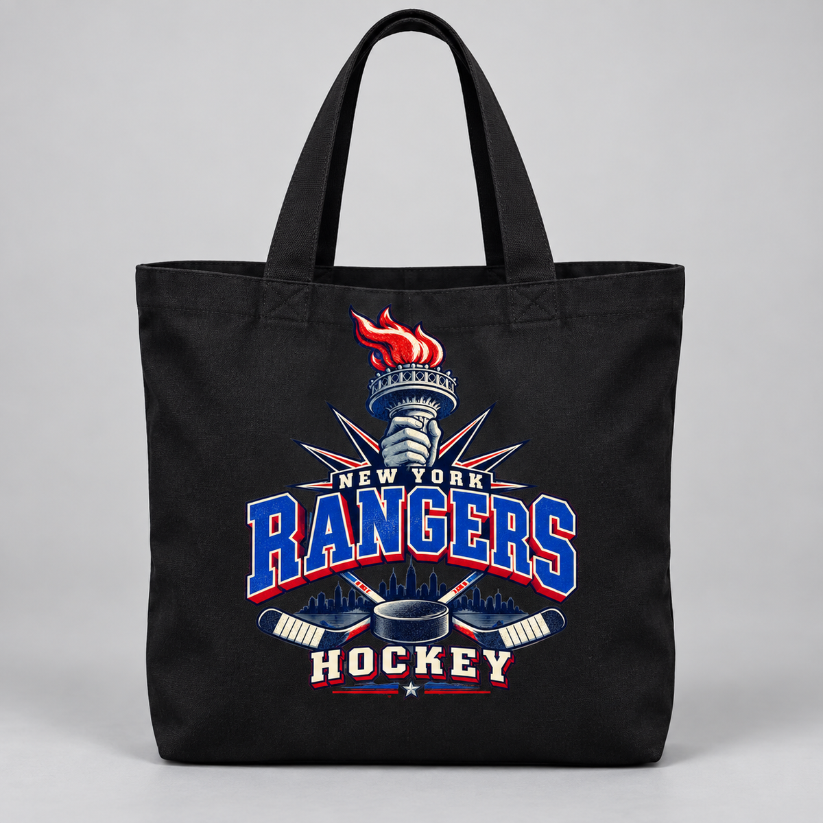 New York Rangers Torch Retro Everyday Tote Bag in Black, front view