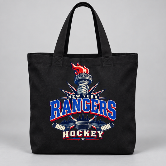 New York Rangers Torch Retro Everyday Tote Bag in Black, front view