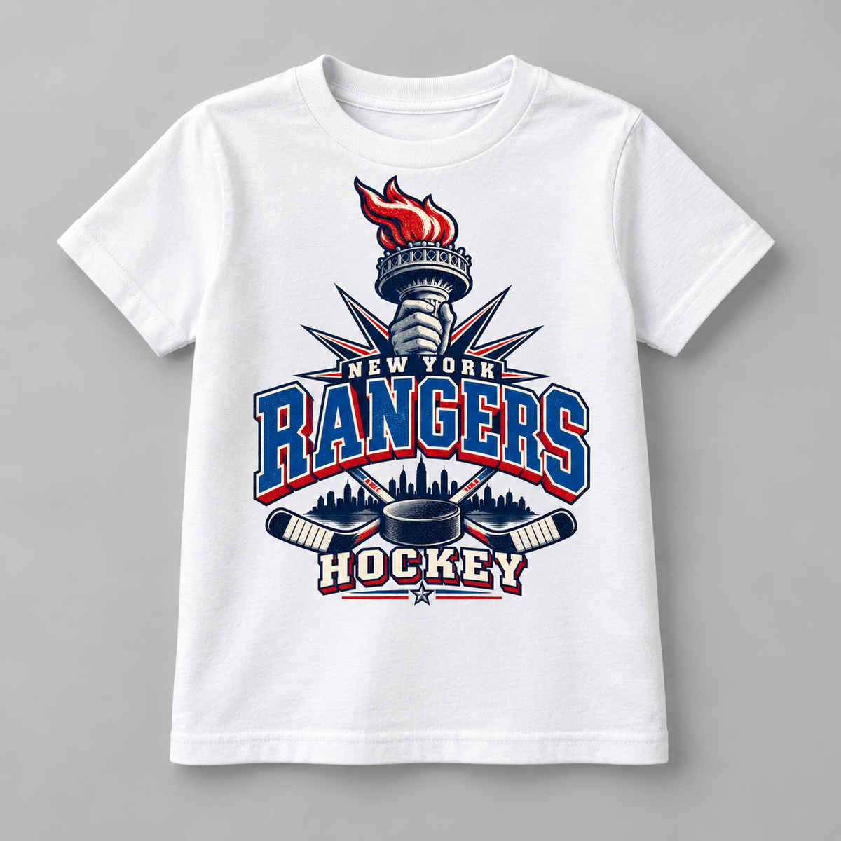 New York Rangers Torch Retro Youth T-Shirt in White, front view