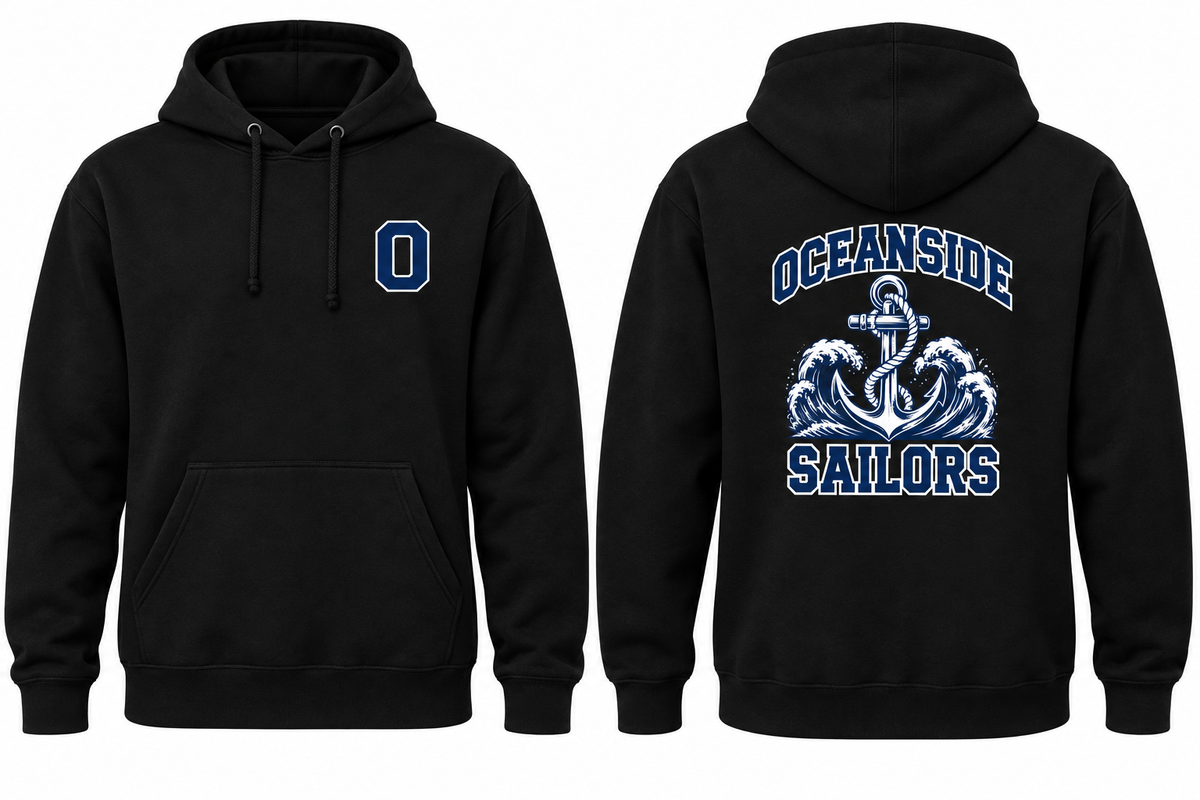 OCEANSIDE SAILORS black hoodie front and back