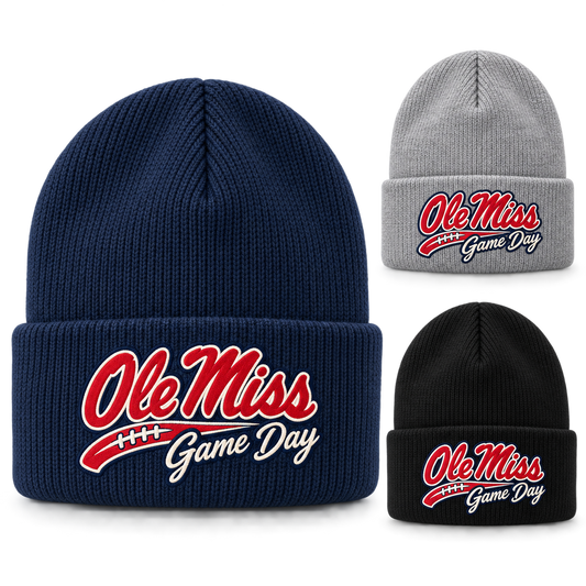 Ole Miss Game Day Script Cuffed Beanie — product thumbnail