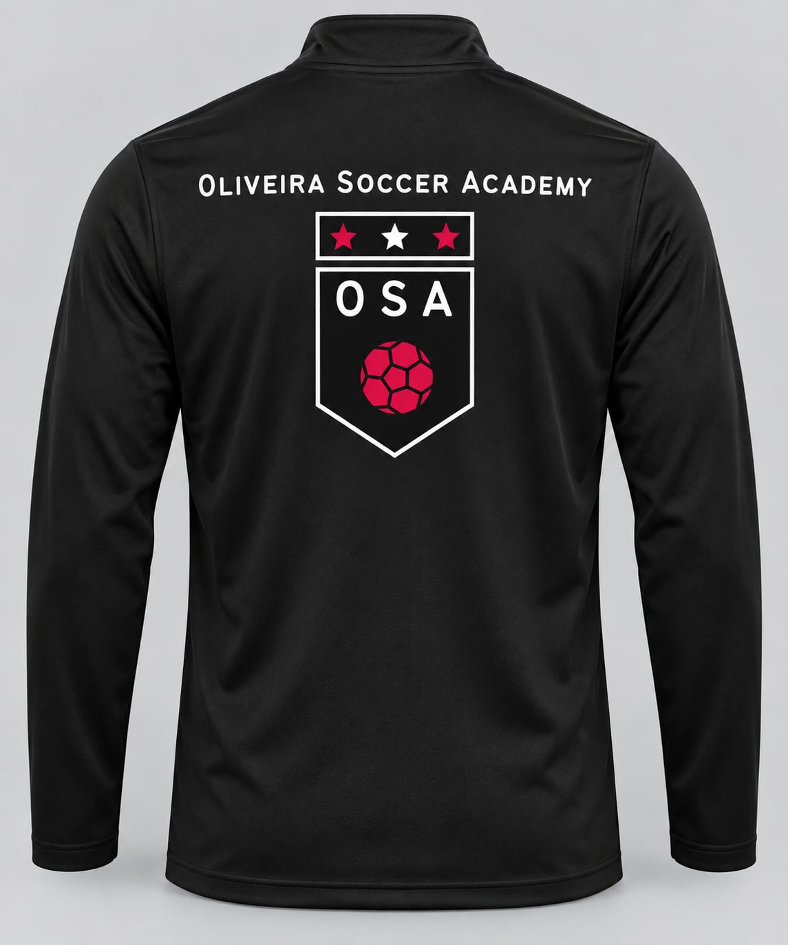 Oliveira Soccer Academy Original Crest Performance Quarter-Zip - black back view