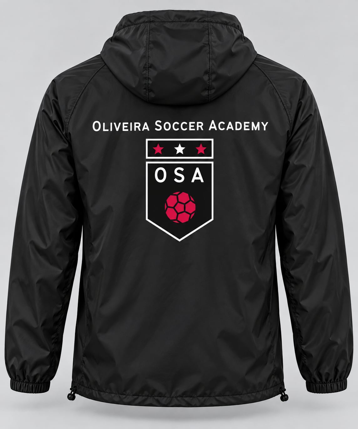 Oliveira Soccer Academy Original Crest Lightweight Windbreaker - black back view