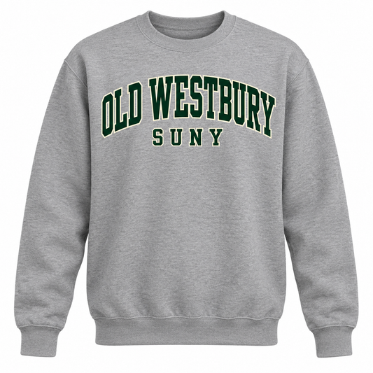 SUNY Old Westbury Collegiate Arch Crewneck Sweatshirt in heather gray