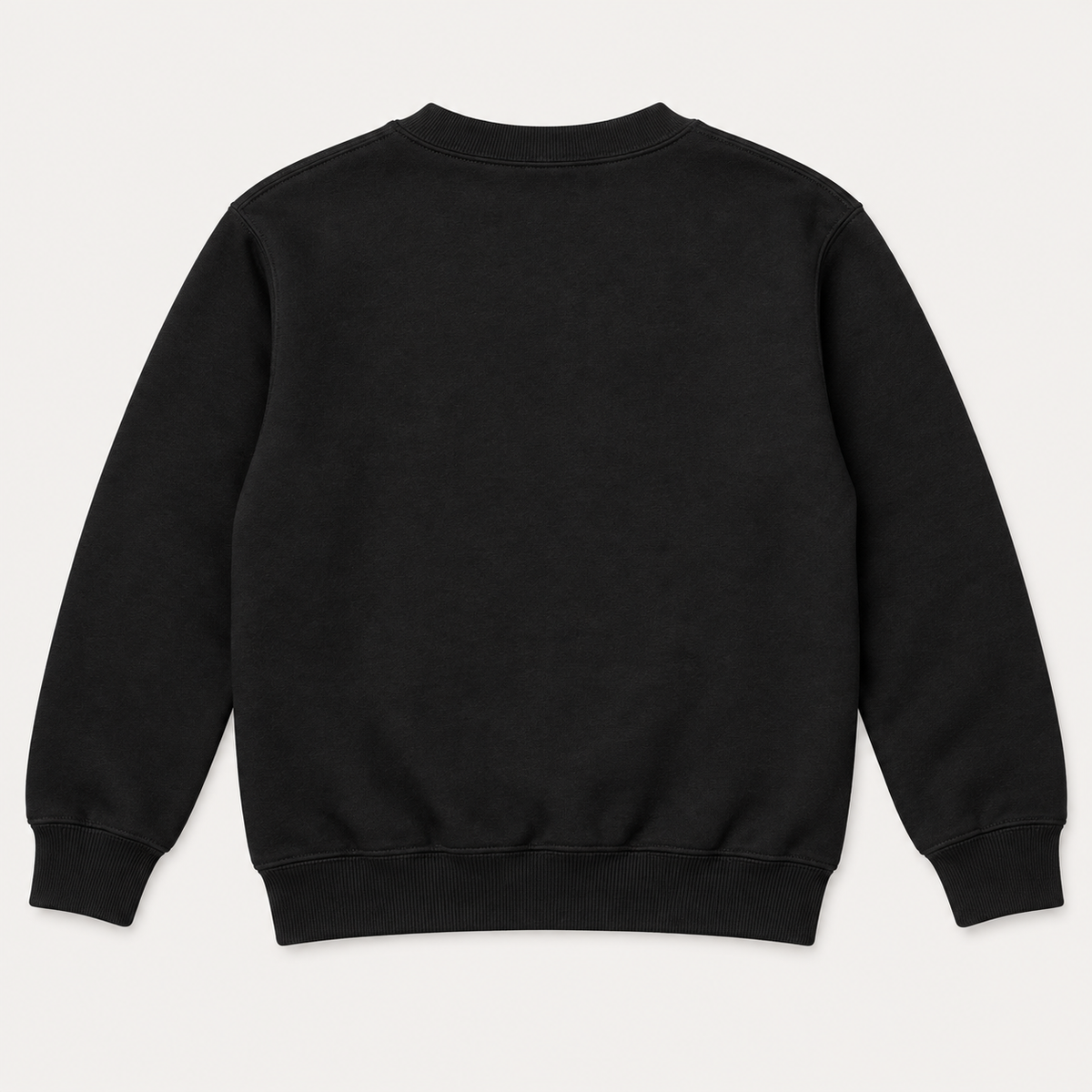 Plain unprinted back of Black Oyster Bay Baymen youth crewneck sweatshirt