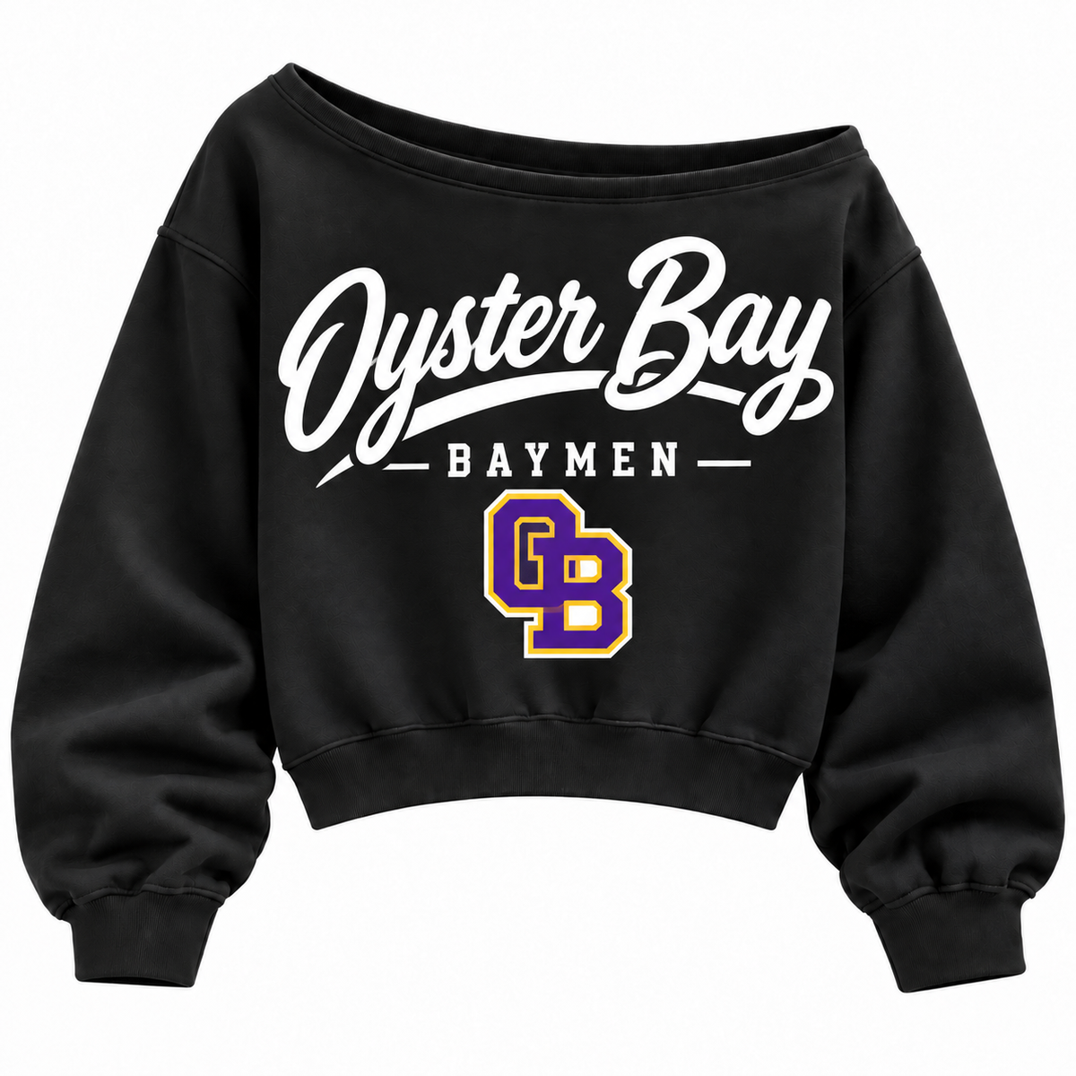 Oyster Bay Baymen off-shoulder sweatshirt in black