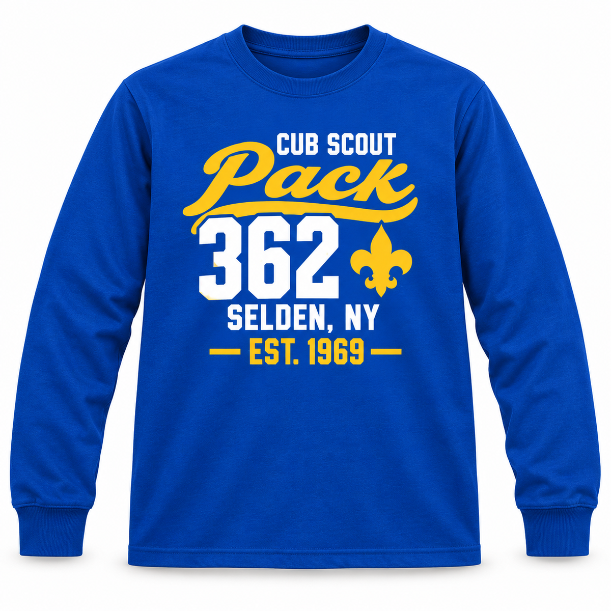 Pack 362 Youth Long Sleeve Tee front mockup
