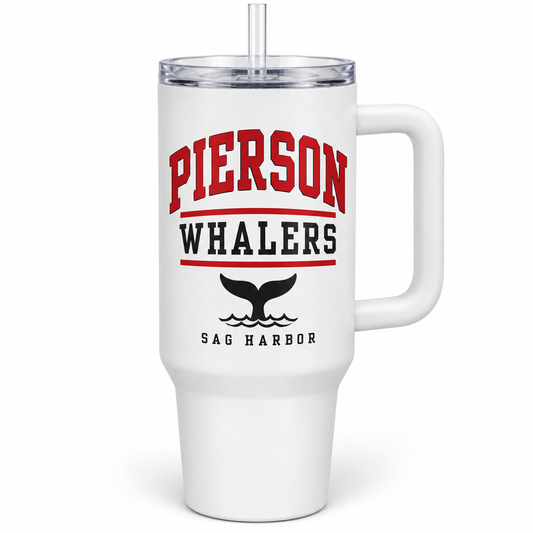 Pierson Whalers Handled Spirit Tumbler in White