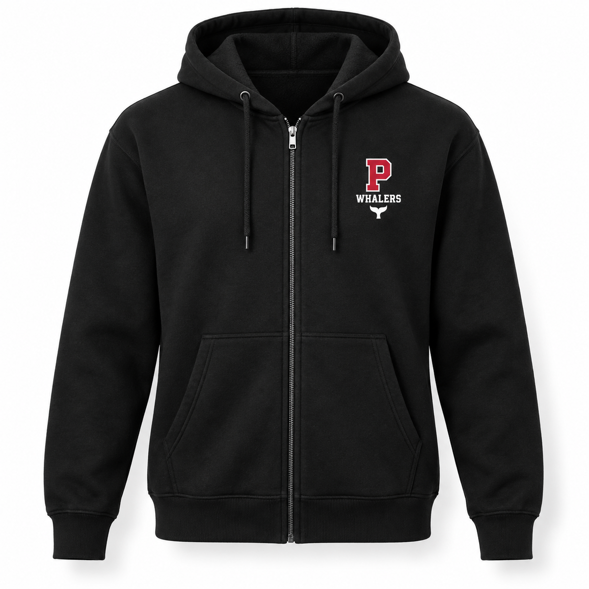 Pierson Whalers Monogram Zip Hoodie in Black