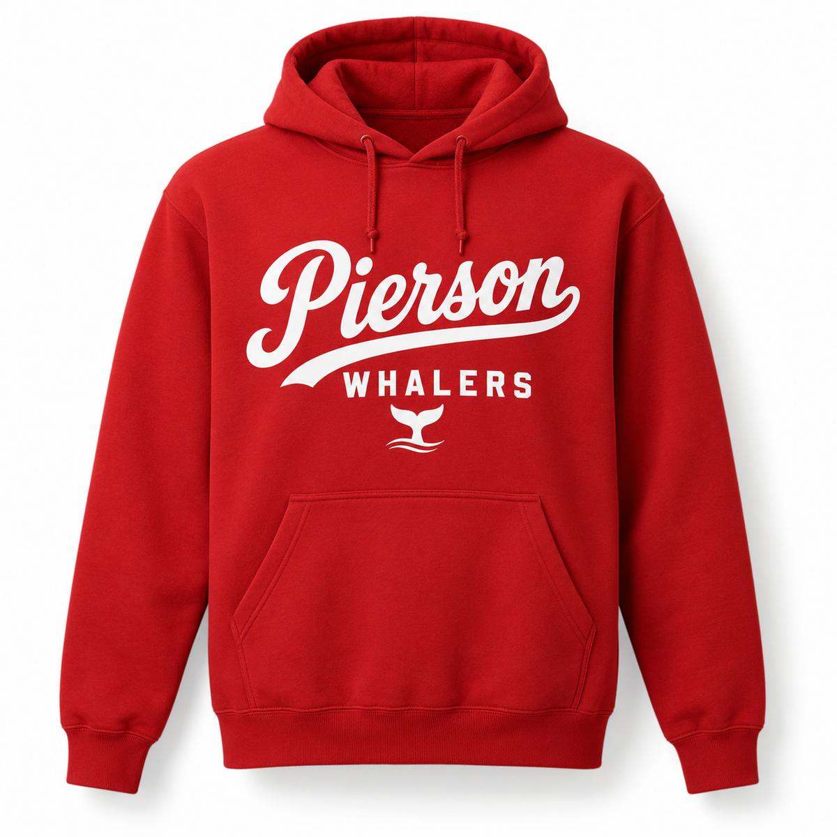 Pierson Whalers Script Pullover Hoodie in Red