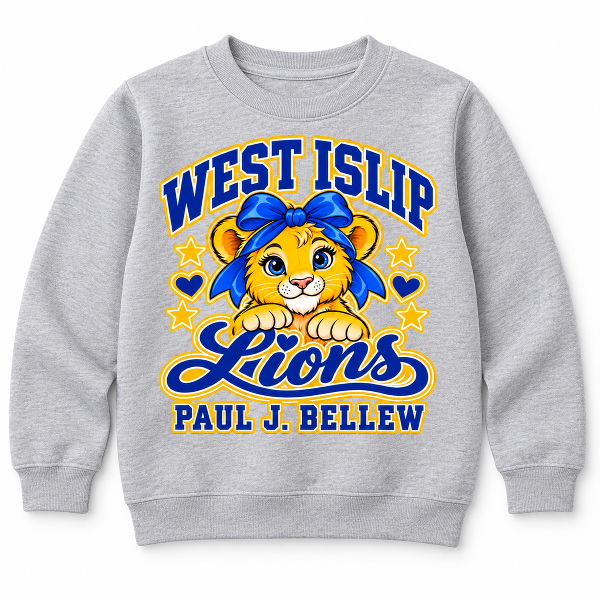 Heather Gray Paul J. Bellew Bow Lion Youth Crewneck Sweatshirt