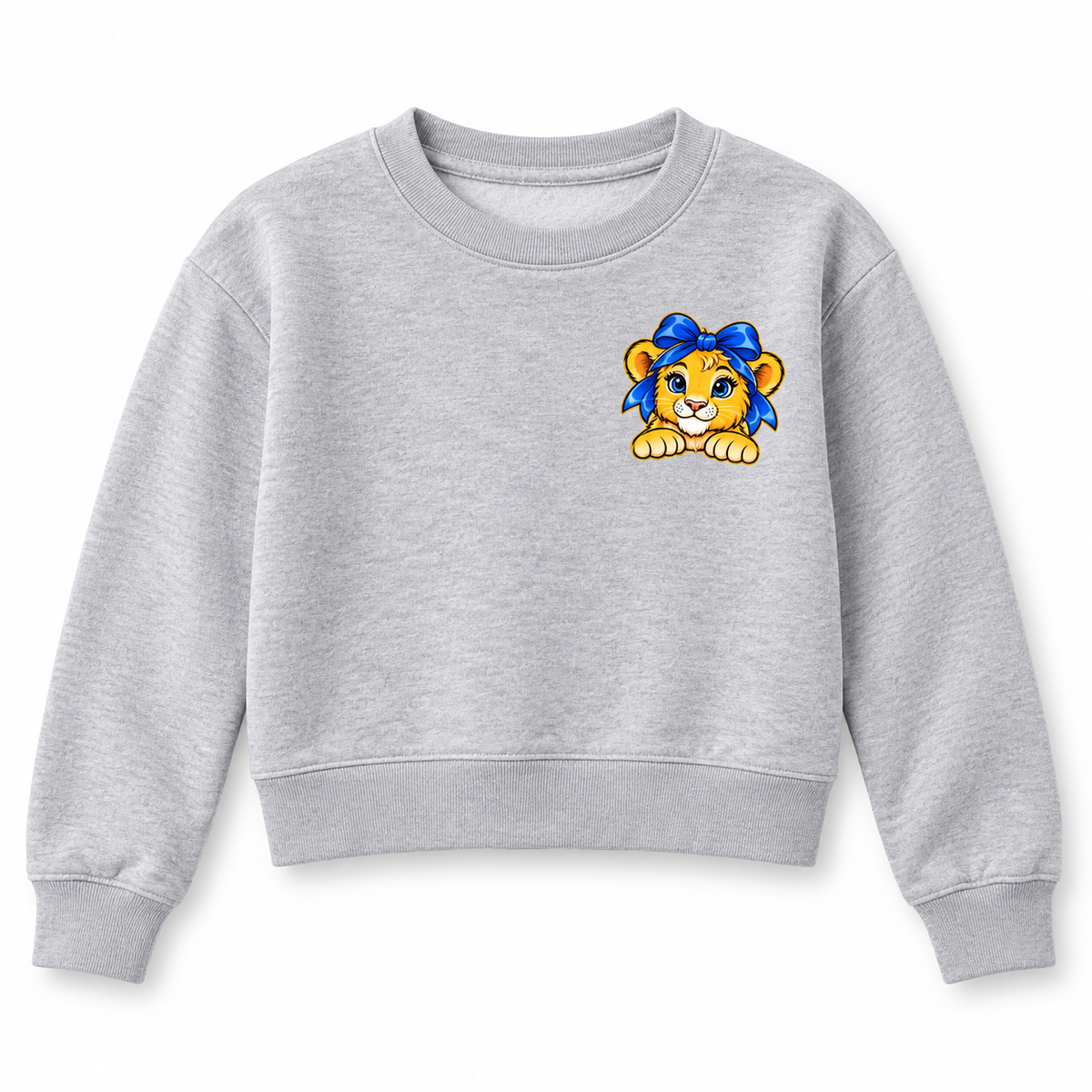 Heather Gray Bayview Elementary Bow Lion Youth Cropped Crewneck